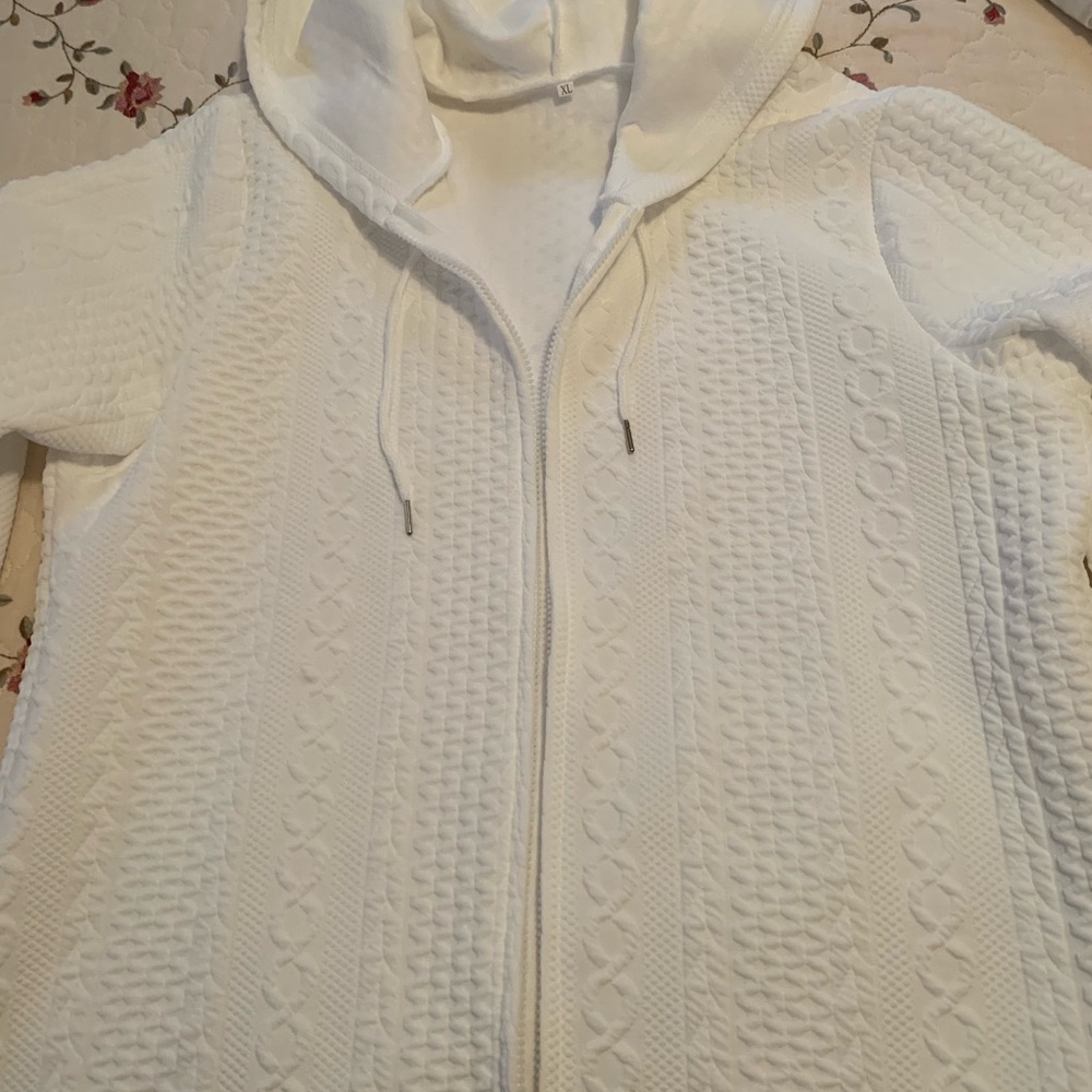 SHEIN White Textured Varsity Jacket